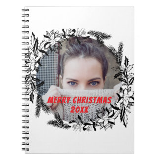 Cuaderno Merry Christmas Personalizado Photo Black White