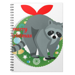 Cuaderno merry christmas raccoon