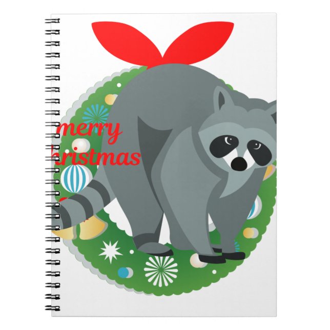Cuaderno merry christmas raccoon (Frente)