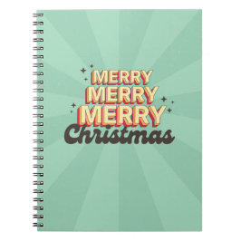 Cuaderno Merry Christmas retro 3d texto de diseño