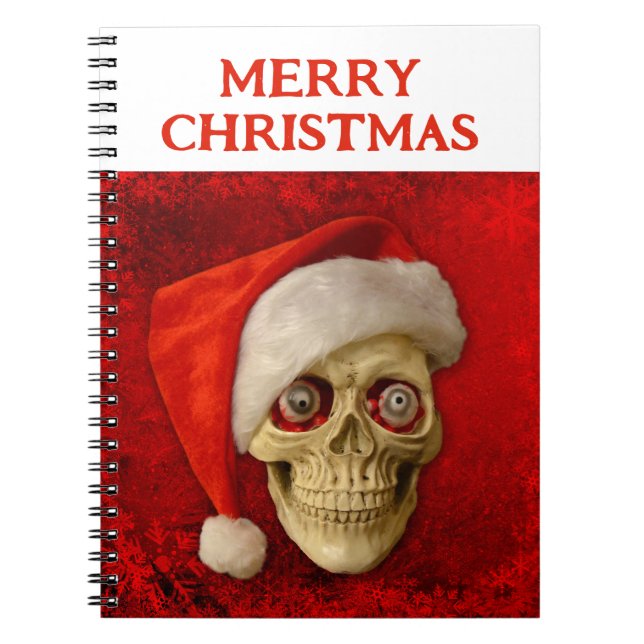 Cuaderno Merry Christmas. Skull wearing Santa hat (Frente)