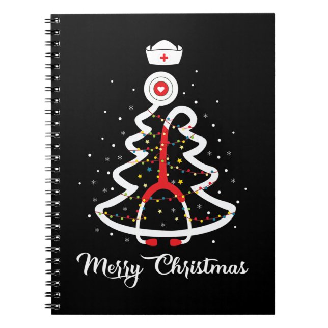 Cuaderno Merry Christmas Stethoscope Nurse Christmas Tree X (Frente)