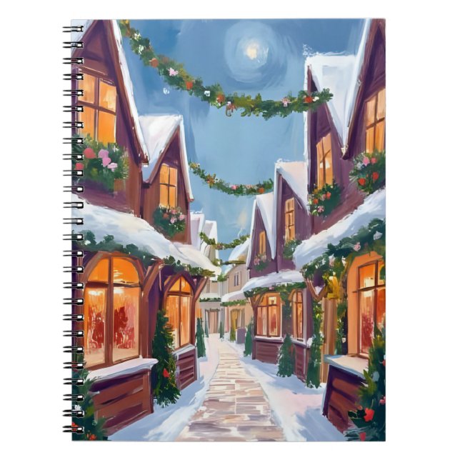 Cuaderno Merry Christmas Town Watercolor Holiday (Frente)