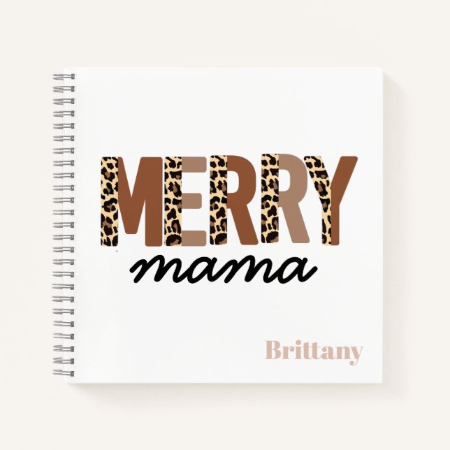 Cuaderno "Merry Mama" Bloque de color moderno Leopard Boho (Anverso)