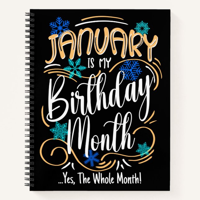 Cuaderno Mes de cumpleaños de enero, mes entero, Fiesta de  (Anverso)