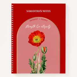 Cuaderno Mes de Flor de Nacimiento Personalizado Agosto Pop