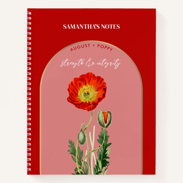 Cuaderno Mes de Flor de Nacimiento Personalizado Agosto Pop (Anverso)