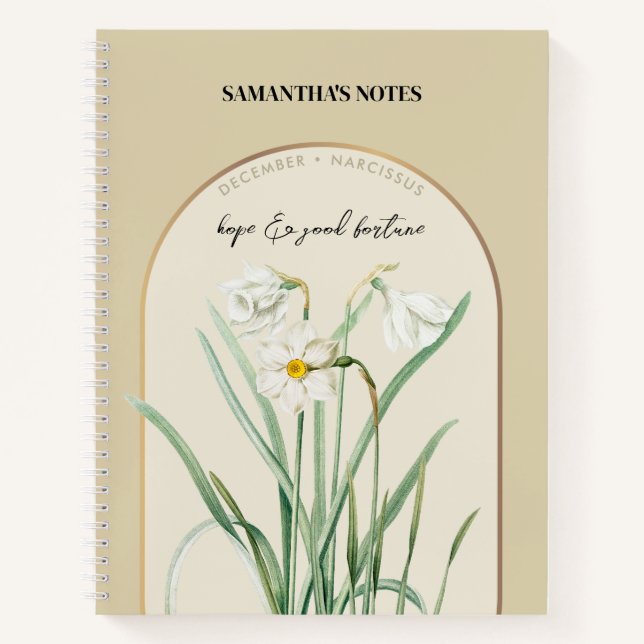 Cuaderno Mes de Flor de Nacimiento Personalizado Diciembre  (Anverso)