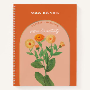 Cuaderno Mes personalizado de la flor de nacimiento Octubre