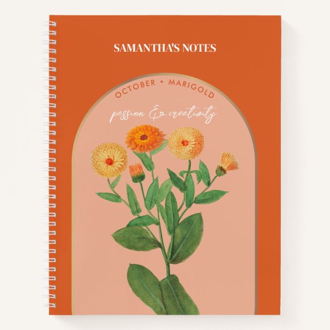 Cuaderno Mes personalizado de la flor de nacimiento Octubre (Anverso)