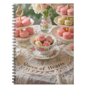 Cuaderno Mesa floral, tacups, bandejas en niveles macarons 