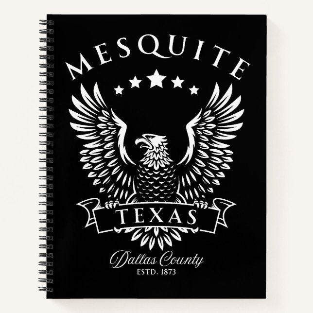 Cuaderno Mesquite Condado de Dallas Texas Águila Vintage (Anverso)