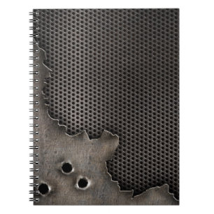 Cuaderno Metal con el fondo de los agujeros de bala