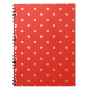 Cuaderno Metálico rojo de los falsos lunares del oro