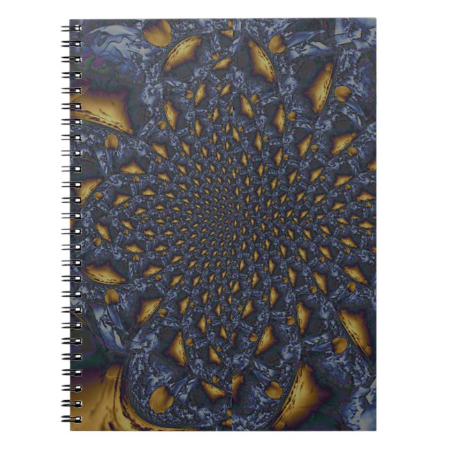 Cuaderno Metalizado de fundición azul dorada y plateada (Frente)