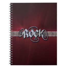 Cuaderno metalizado rojo de la roca