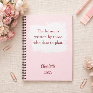 Cuaderno Metas de cita inspiradora de rosa rubor
