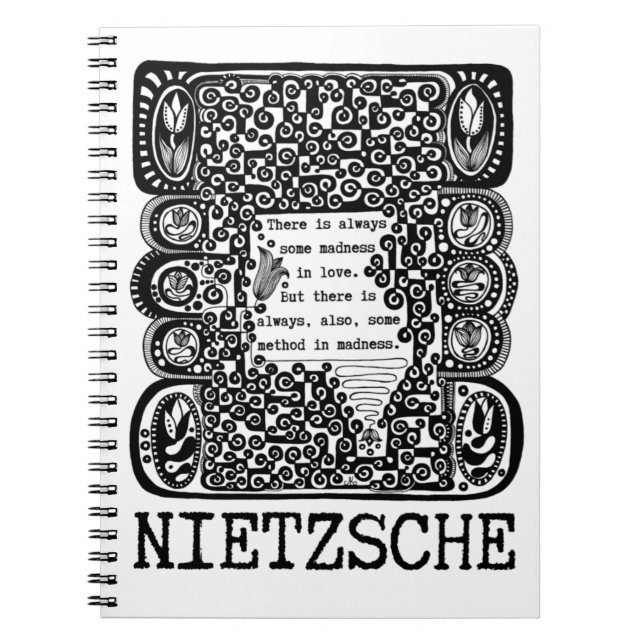 Cuaderno método en la filosofía MADNESS cita de Nietzsche (Frente)