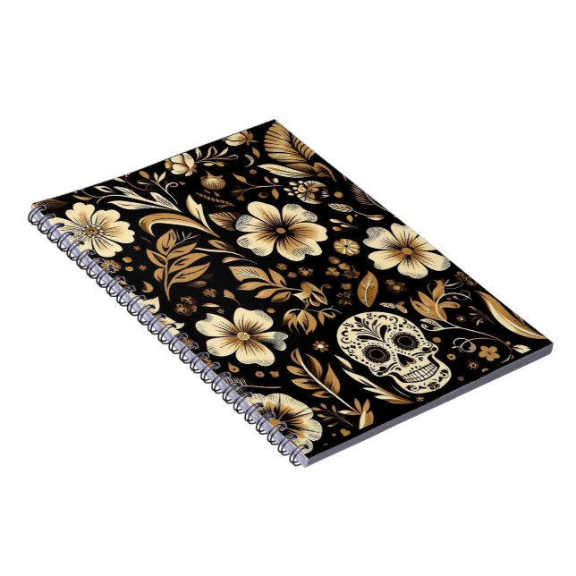 Cuaderno mexican dead and floral black art Poker (Lado Derecho)