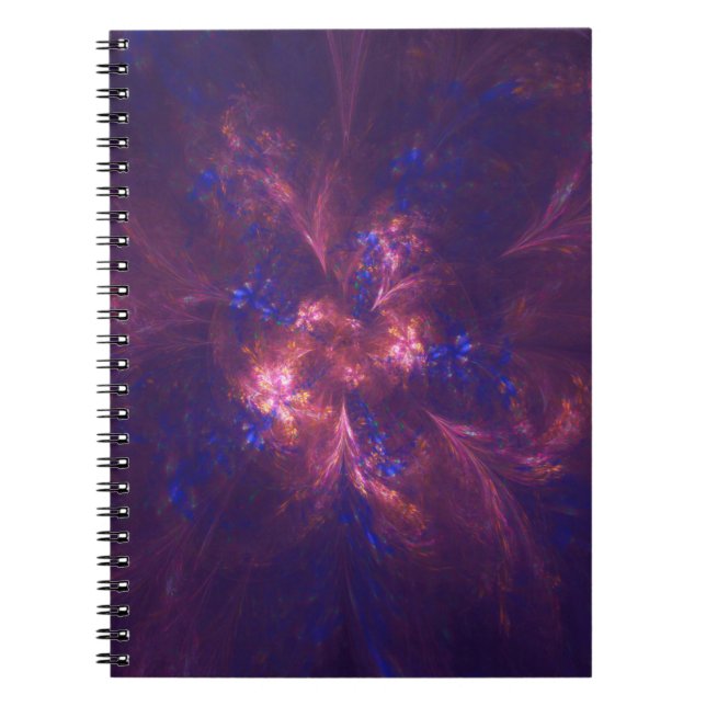 Cuaderno Mezcla De Flores Abstractas, Luces Púrpura Y Azul (Frente)