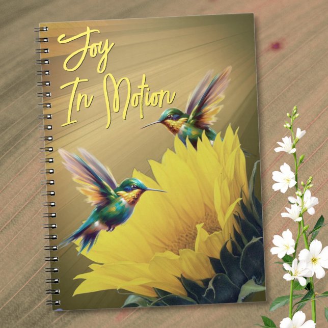Cuaderno Mezcla de fotos de Hummingbird Art y Sunflower (Template notebook cover. )