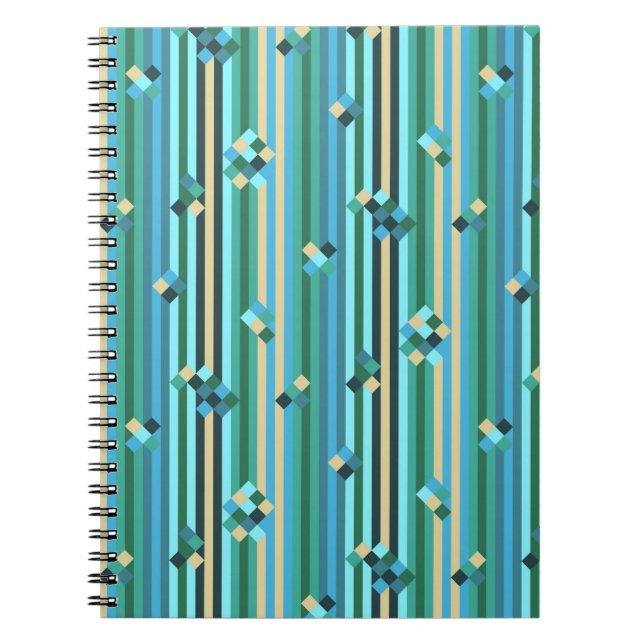 Cuaderno Mezcla de rayas - verde y azul (Frente)