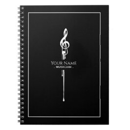 Cuaderno Mezcla de White Treble Clef Classy Black