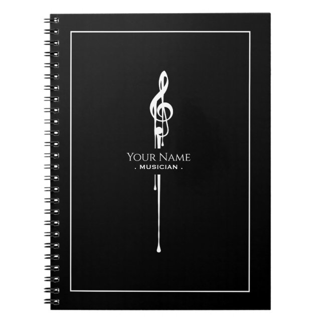 Cuaderno Mezcla de White Treble Clef Classy Black (Frente)