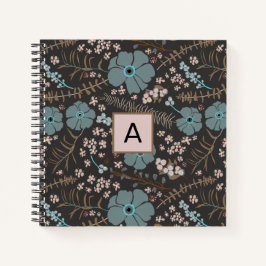 Cuaderno Mezcla floral Verde azulada rosa gris personalizad