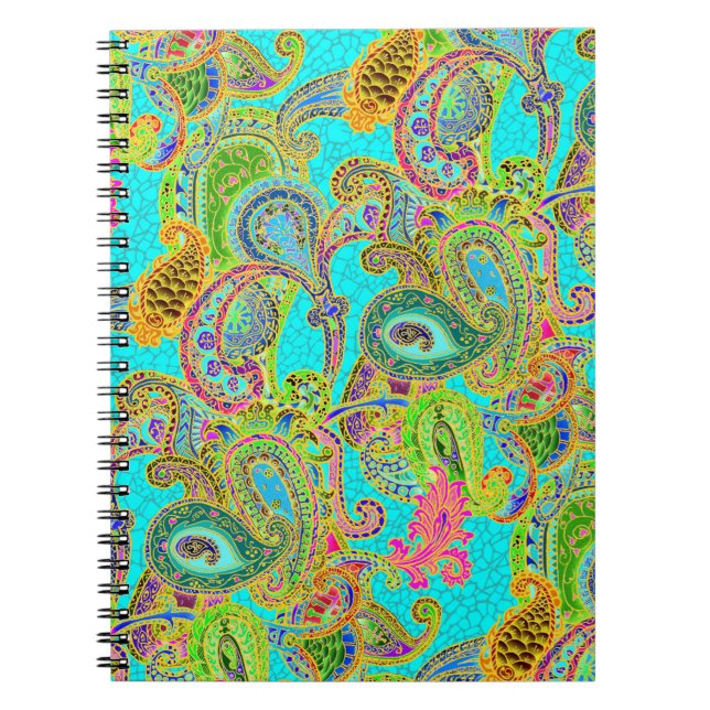 Cuaderno Mezcla Paisley en turquesa y verde (Frente)