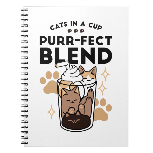 Cuaderno Mezcla perfecta: arte de gato y café para amantes  (Frente)