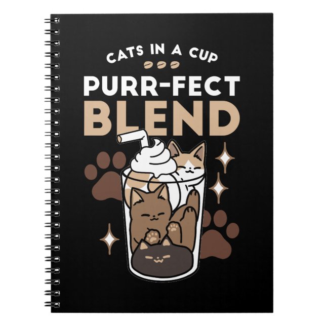 Cuaderno Mezcla perfecta: diseño de café para gato y café (Frente)