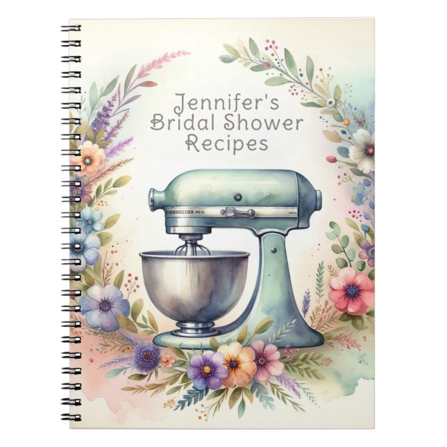 Cuaderno Mezclador de acuarela y ducha de novia con flores (Frente)