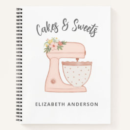 Cuaderno Mezclador de Pastel Floral Rosa Lindo