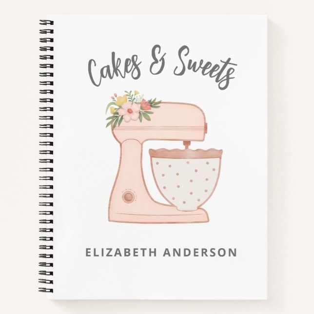 Cuaderno Mezclador de Pastel Floral Rosa Lindo (Anverso)