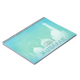 Cuaderno Mezquita de acuarela azul Eid Mubarak - Portátil