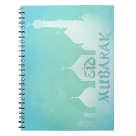 Cuaderno Mezquita de acuarela azul Eid Mubarak - Portátil