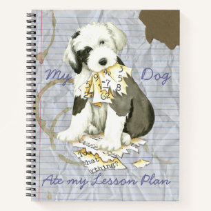 Cuaderno Mi antiguo Sheepdog inglés asió a mi plan de lecci