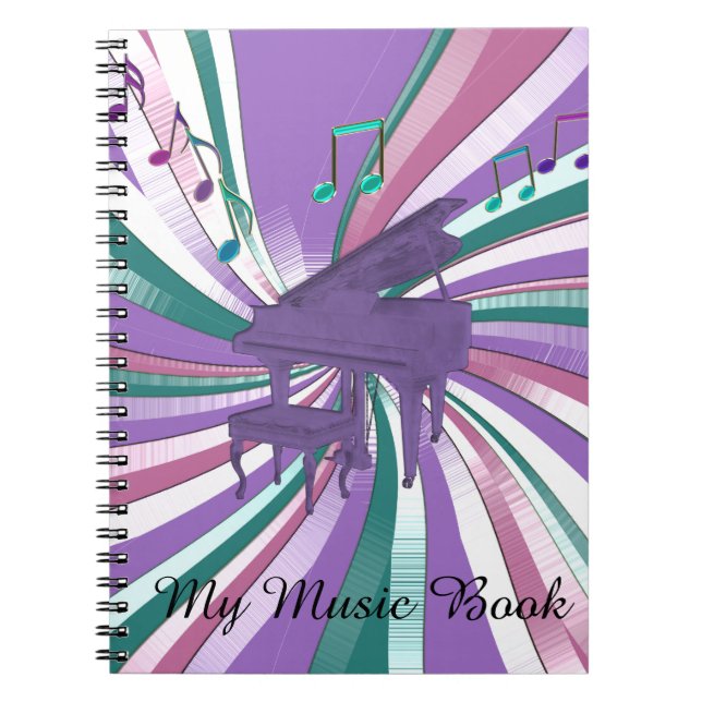 Cuaderno Mi arco iris púrpura del piano de la música (Frente)