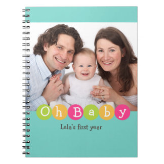 Cuaderno Mi bebé, primer año de familia, verde azulado diar