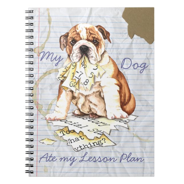 Cuaderno Mi Bulldog comió mi plan de lección (Frente)