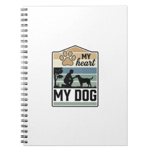 Cuaderno Mi corazón mi perro grabado vintage diseño amante