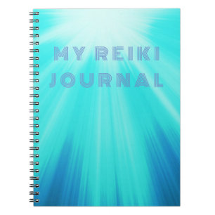 Cuaderno Mi diario de Reiki con azul claro radiante