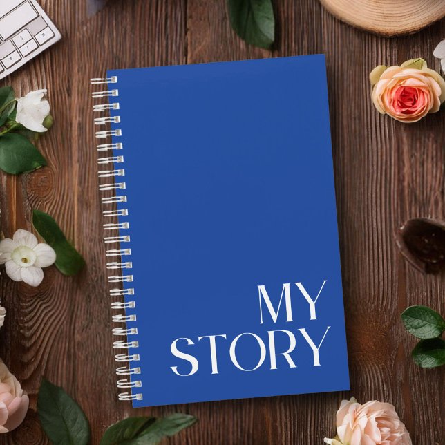 Cuaderno "Mi historia", memorias y memorias (This rich blue and white minimalist journal is the perfect place to preserve your life story.)