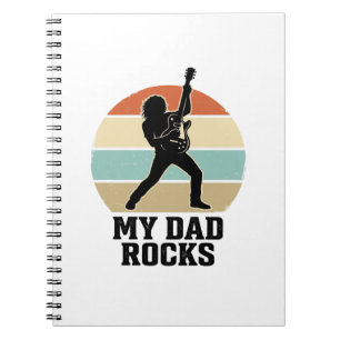 Cuaderno Mi Papá Rocks Diseño de Camiseta de Guitarra Vinta