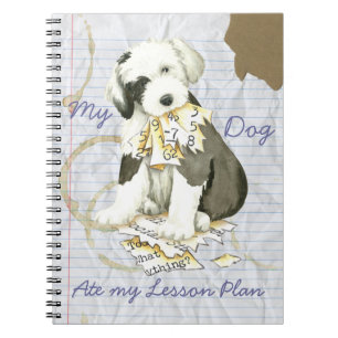 Cuaderno Mi perro pastor inglés viejo comió mi plan de