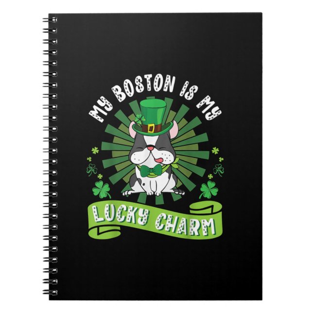 Cuaderno Mi Perro Terrier De Boston Es Mi Encanto Afortunad (Frente)