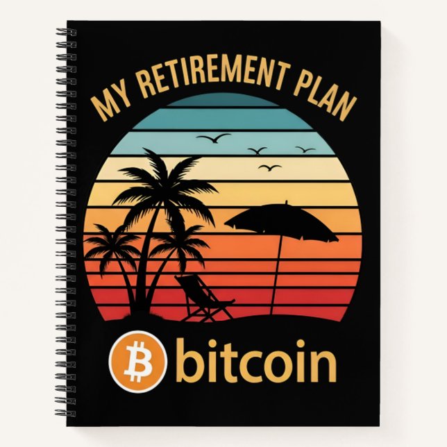 Cuaderno Mi Plan de Jubilación Bitcoin Playa Atardecer (Anverso)