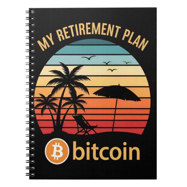 Cuaderno Mi Plan de Jubilación Bitcoin Playa Atardecer (Frente)
