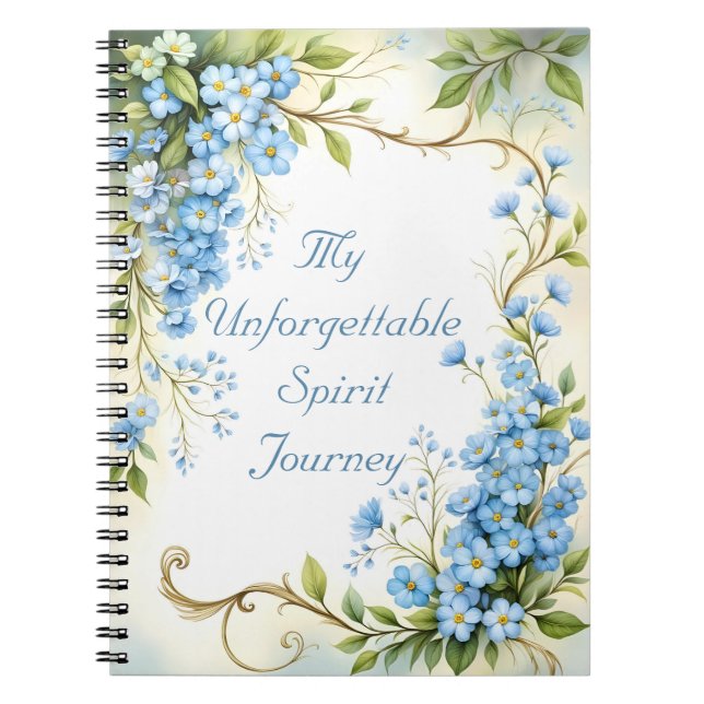 Cuaderno Mi viaje espiritual inolvidable con nomeolvides (Frente)